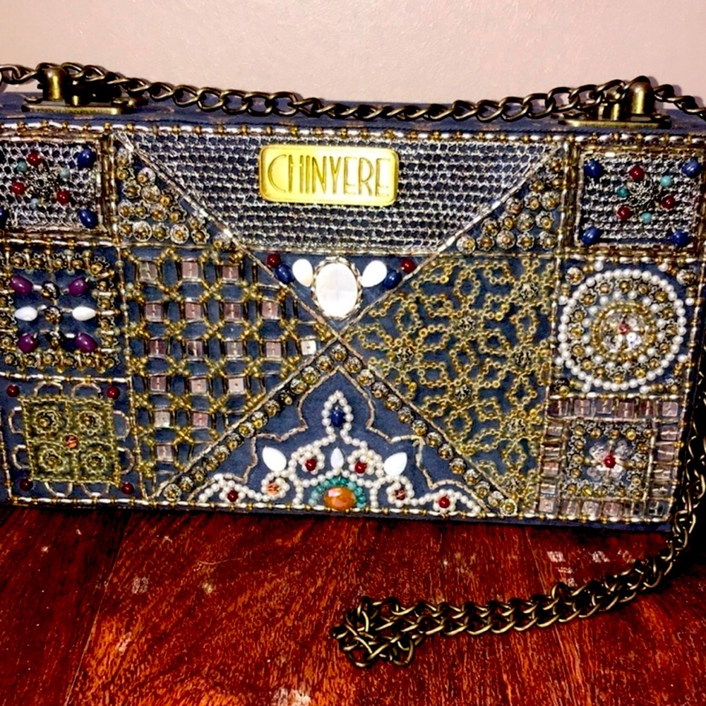 Chinyere 90s beaded cigar box clutch